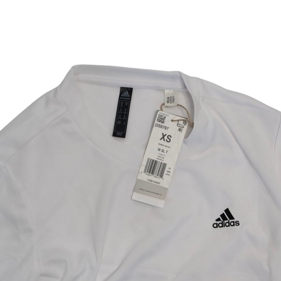 adidas Women Basic Crew Neck T-Shirt Casual Solid White SZ XS | NEW - Picture 5 of 6